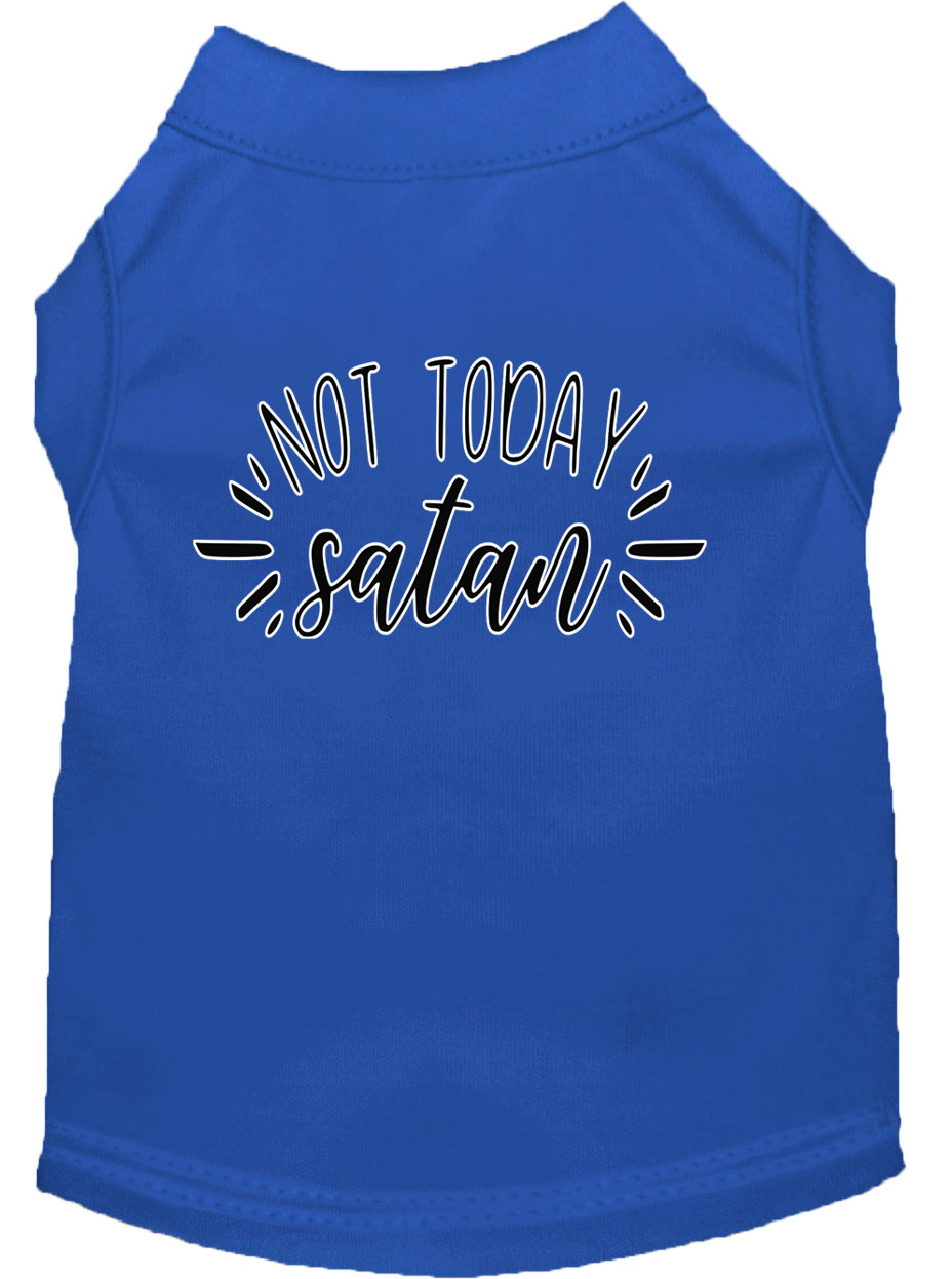 Not Today Satan Screen Print Dog Shirt Blue XL